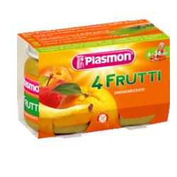 PLASMON OMOGENEIZZATO 4 FRUTTI 2 X 104 G - pharmaluna