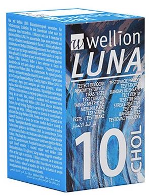 WELLION LUNA 10 STRIPS STRISCE PER MISURAZIONE COLESTEROLO - pharmaluna