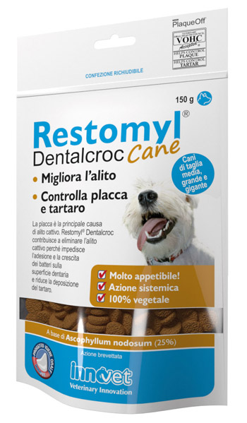 RESTOMYL DENTALCROC CANI TAGLIA MEDIA GRANDE E GIGANTE BUSTA 150 G - pharmaluna