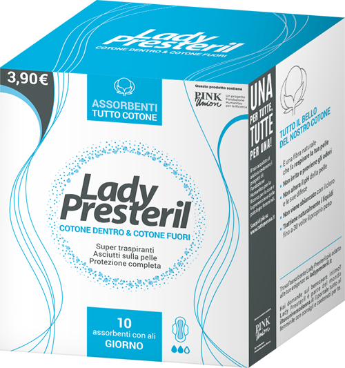 LADY PRESTERIL COTONE DENTRO & COTONE FUORI 10 ASSORBENTI CON ALI GIORNO PROMO - pharmaluna