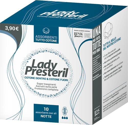 LADY PRESTERIL COTONE DENTRO & COTONE FUORI 10 ASSORBENTI CON ALI NOTTE PROMO - pharmaluna
