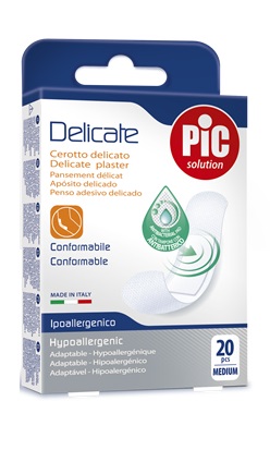 CEROTTO PIC DELICATE 19X72 MM ANTIBATTERICO 20 PEZZI - pharmaluna
