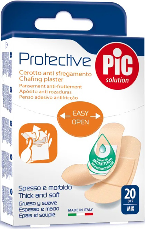 CEROTTO PIC PROTECTIVE MIX ANTIBATTERICO ANTISFREGAMENTO CON TAMPONE 20 PEZZI - pharmaluna