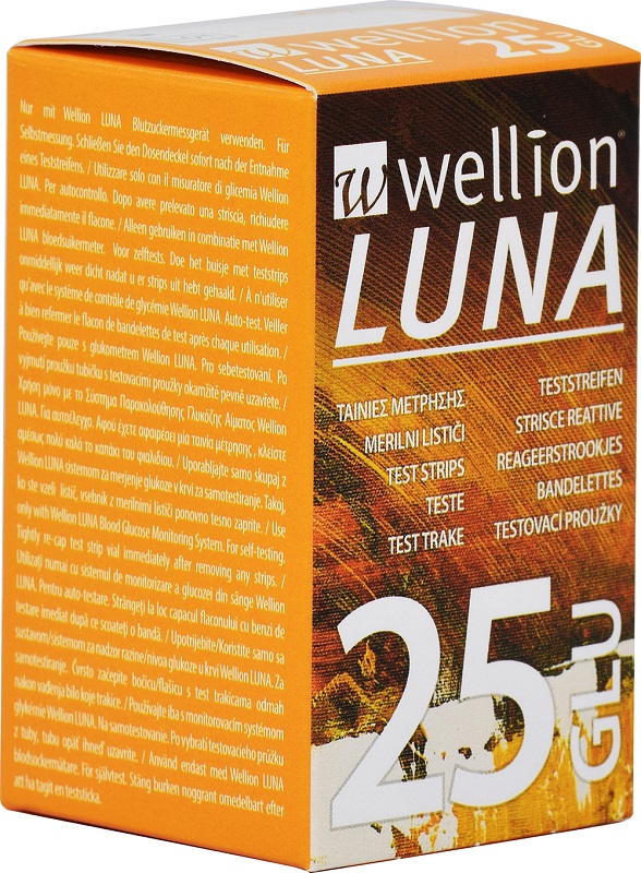 WELLION LUNA 25 STRIPS STRISCE PER MISURAZIONE GLICEMIA - pharmaluna