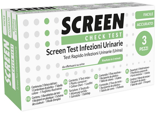 TEST PER L'INDIVIDUAZIONE RAPIDA DI LEUCOCITI SANGUE NITRITO E PROTEINA NELL'URINA SCREEN CHECK TEST INFEZIONI VIE URINARIE 3 PEZZI - pharmaluna