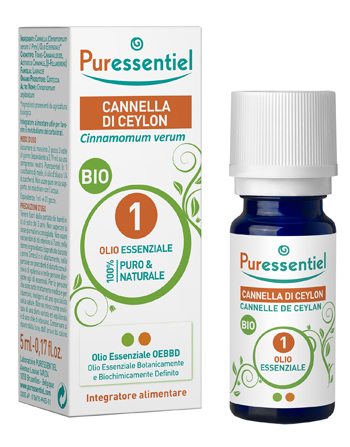 PURESSENTIEL CANNELLA CEYLON OLIO ESSENZIALE BIO 5 ML - pharmaluna