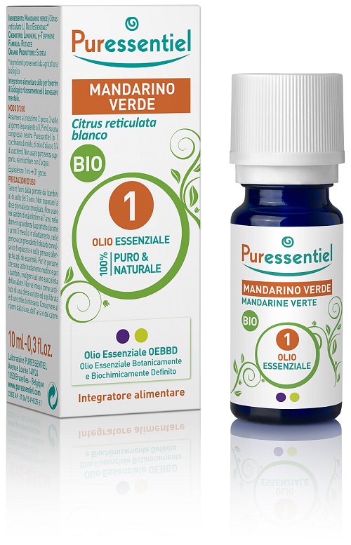 PURESSENTIEL MANDARINO VERDE OLIO ESSENZIALE BIO 10 ML - pharmaluna