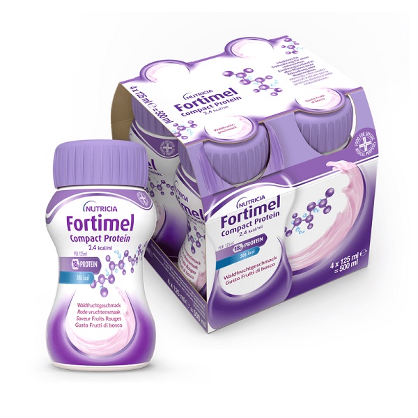 NUTRICIA FORTIMEL COMPACT PROTEIN GUSTO FRUTTI DI BOSCO 4 BOTTIGLIE DA 125 ML - pharmaluna