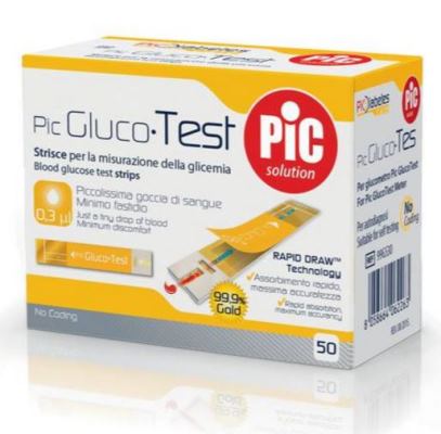 STRISCE MISURAZIONE GLICEMIA PIC GLUCOTEST 50 PEZZI - pharmaluna
