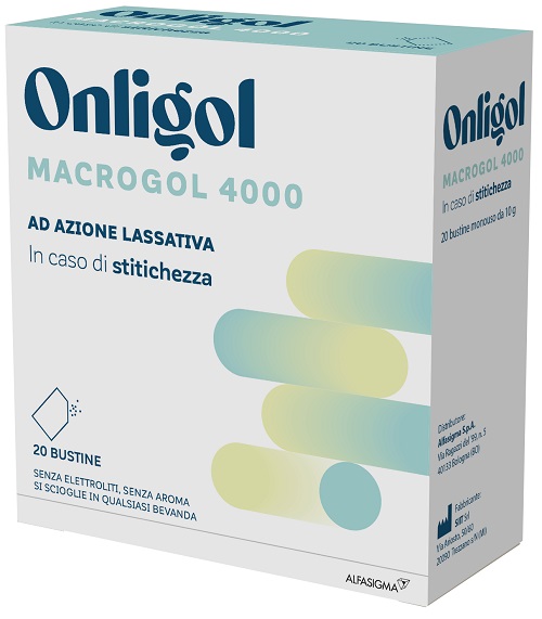 ONLIGOL MACROGOL 4000 20 BUSTINE 10 G SENZA ZUCCHERO - pharmaluna