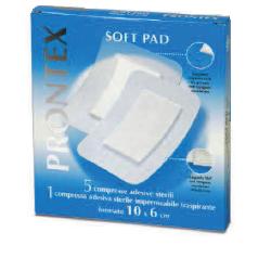 GARZA COMPRESSA PRONTEX SOFT PAD 10X6 CM 6 PEZZI (5 TNT + 1 IMPERMEABILE AQUA PAD) - pharmaluna