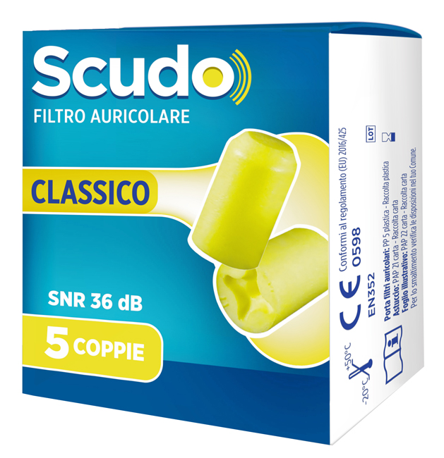 FILTRO AURICOLARE EARPLUG SCUDO CLASSIC 5 COPPIE 10 PEZZI - pharmaluna