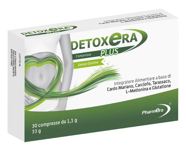 DETOXERA PLUS INTEGRATORE ALIMENTARE PER STIPSI E TRANSITO INTESTINALE 30 COMPRESSE - pharmaluna