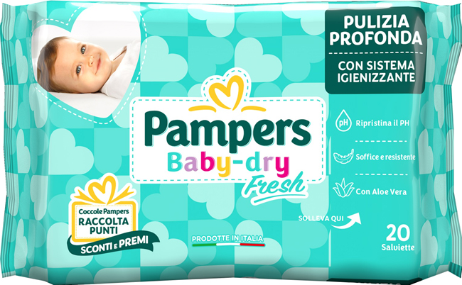SALVIETTINE UMIDIFICATE PAMPERS BABY FRESH 30% + CONSISTENTE 20 PEZZI - pharmaluna
