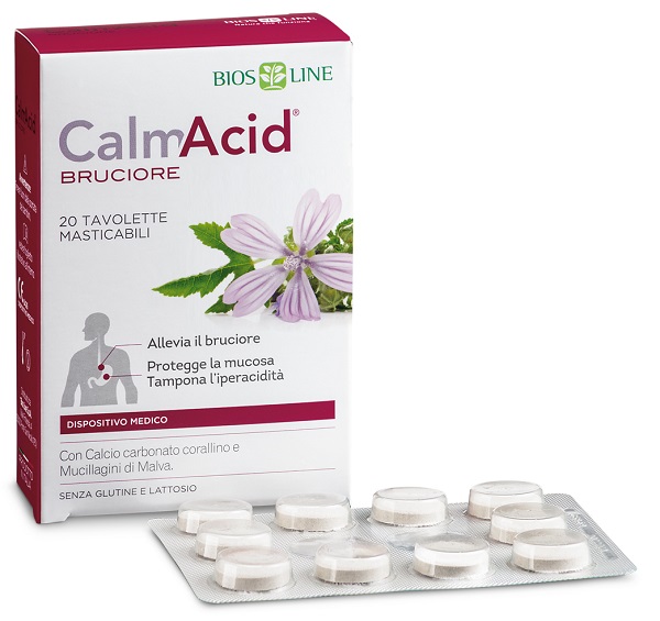 BIOSLINE CALMACID BRUCIORE 20 TAVOLETTE MASTICABILI - pharmaluna
