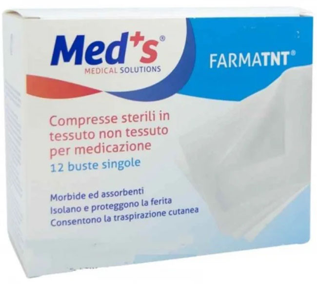 GARZA COMPRESSA MEDS TESSUTO NON TESSUTO 10X10CM 12 PEZZI PEEL OPEN - pharmaluna