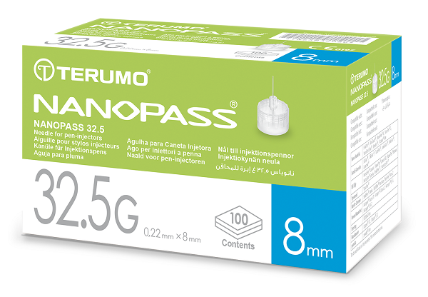 AGO PER PENNA DA INSULINA NANOPASS 32,5 GAUGE LUNGHEZZA 8 MM 100 PEZZI - pharmaluna