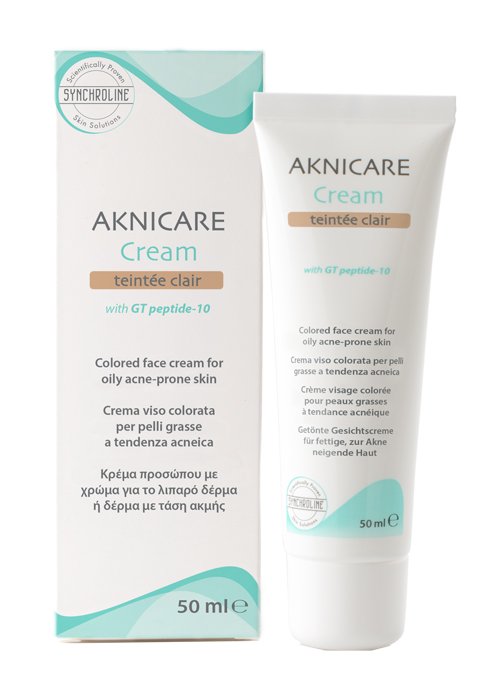 CREMA TRATTANTE COLORATA PER PELLE ACNEICA AKNICARE CREAM TEINTEE CLAIR TUBETTO 50 ML - pharmaluna