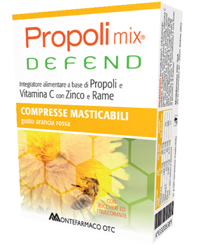 PROPOLI MIX DEFEND 30 COMPRESSE MASTICABILI GUSTO ARANCIA - pharmaluna