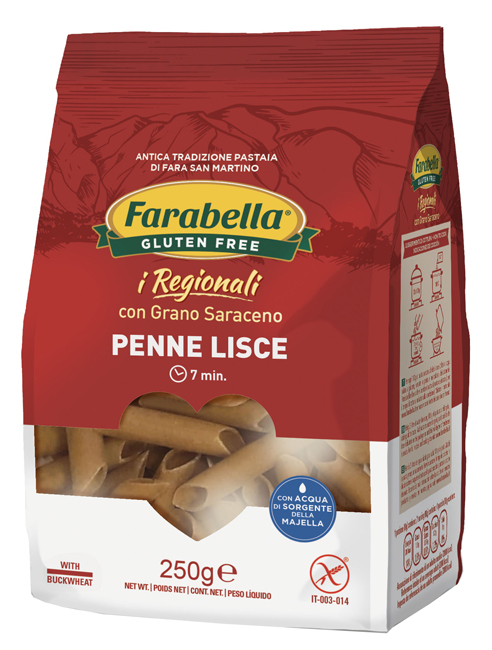 FARABELLA PENNE LISCE GRANO SARACENO 250 G - pharmaluna