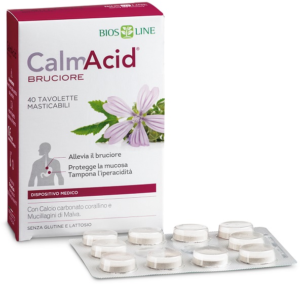 BIOSLINE CALMACID BRUCIORE 40 TAVOLETTE MASTICABILI - pharmaluna