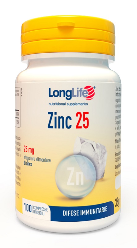 LONGLIFE ZINC 25 MG 100 COMPRESSE - pharmaluna