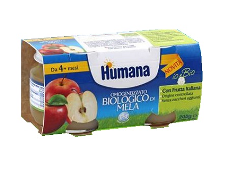 HUMANA OMOGENEIZZATO MELA BIO 2 VASETTI 100G - pharmaluna