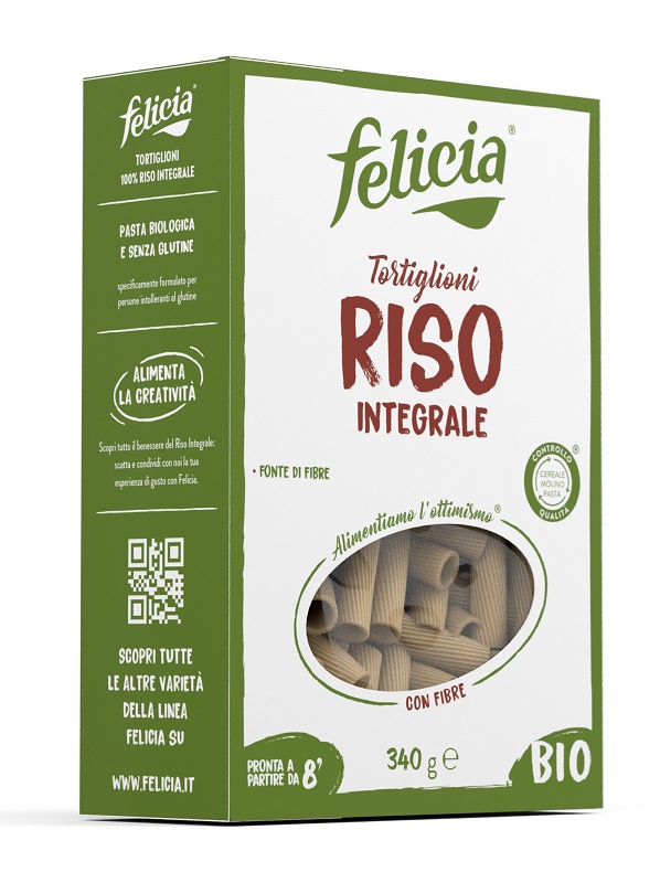 FELICIA BIO RISO INTEGRALE TORTIGLIONI 340 G - pharmaluna