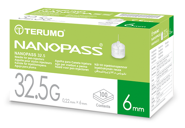 AGO PER PENNA DA INSULINA NANOPASS 32,5 GAUGE LUNGHEZZA 6 MM 100 PEZZI - pharmaluna