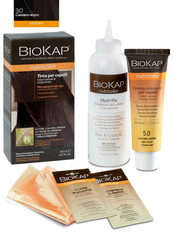 BIOKAP NUTRICOLOR 3,0 NEW CASTANO SCURO TINTA TUBO + FLACONE - pharmaluna