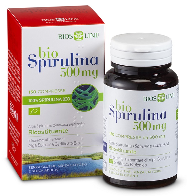 BIOSLINE BIOSPIRULINA 500 NEW 150 COMPRESSE CERT ECOCERT - pharmaluna
