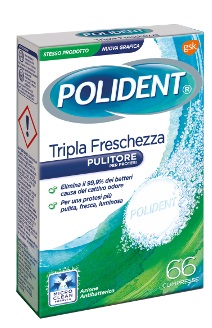 POLIDENT TRIPLA FRESCHEZZA 66 COMPRESSE - pharmaluna