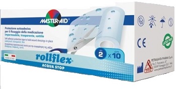 CEROTTO IMPERMEABILE PER FISSAGGIO MEDICAZIONI M-AID ROLLFLEX A-STOP M 10X10 CM - pharmaluna