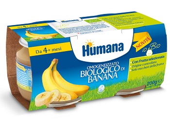 HUMANA OMOGENEIZZATO BANANA BIOLOGICO 2 VASETTI 100 G - pharmaluna