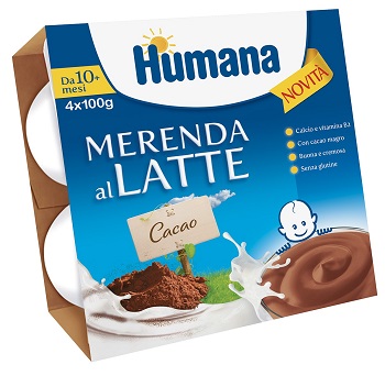 HUMANA MERENDA AL LATTE GUSTO CIOCCOLATO 100 G 4 PEZZI - pharmaluna