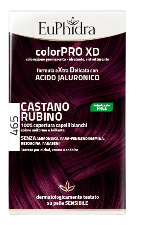 EUPHIDRA COLORPRO XD 465 CAST RUBINO GEL COLORANTE CAPELLI IN FLACONE + ATTIVANTE + BALSAMO + GUANTI - pharmaluna