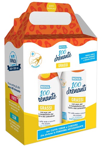 NOVA100 DRENANTE GRASSI CON GINSENG 300+300 ML - pharmaluna