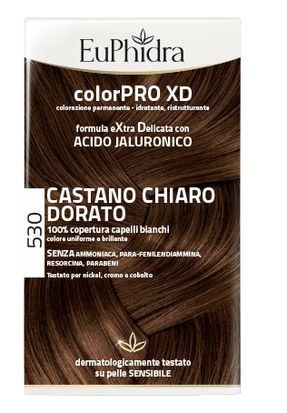 EUPHIDRA COLORPRO XD 530 CASTANO CHIARO DORATO GEL COLORANTE CAPELLI IN FLACONE + ATTIVANTE + BALSAMO + GUANTI - pharmaluna