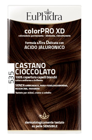 EUPHIDRA COLORPRO XD 535 CASTANO CIOCCOLATO GEL COLORANTE CAPELLI IN FLACONE + ATTIVANTE + BALSAMO + GUANTI - pharmaluna