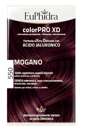 EUPHIDRA COLORPRO XD 550 MOGANO GEL COLORANTE CAPELLI IN FLACONE + ATTIVANTE + BALSAMO + GUANTI - pharmaluna