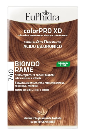 EUPHIDRA COLORPRO XD 740 BIONDO RAME GEL COLORANTE CAPELLI IN FLACONE + ATTIVANTE + BALSAMO + GUANTI - pharmaluna