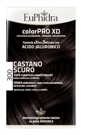 EUPHIDRA COLORPRO XD 300 CASTANO SCURO GEL COLORANTE CAPELLI IN FLACONE + ATTIVANTE + BALSAMO + GUANTI - pharmaluna