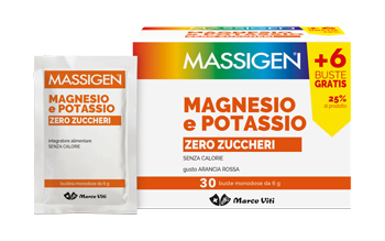 MASSIGEN MAGNESIO E POTASSIO ZERO ZUCCHERI 24 BUSTINE + 6 GRATIS - pharmaluna