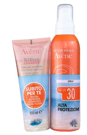 AVENE SOLARE KIT SPRAY SPF 30 200 ML + TRIXERA NUTRITION DETERGENTE 100 ML - pharmaluna