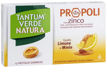 TANTUM VERDE NATURA 15 PASTIGLIE GOMMOSE LIMONE & MIELE - pharmaluna