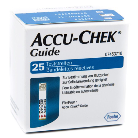 STRISCE MISURAZIONE GLICEMIA ACCU-CHEK GUIDE 25 PEZZI CONFEZIONE RETAIL - pharmaluna