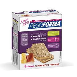 PESOFORMA SANDWICH PROSCIUTTO/FORMAGGIO 4 PASTI 8 PEZZI X 25 G - pharmaluna