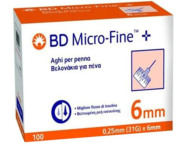 AGO PER PENNA DA INSULINA BD MICROFINE GAUGE 31 6MM 100 PEZZI - pharmaluna
