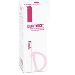 DERMACIT SPRAY FLACONE CILINDRICO IN PE BIANCO CON TASTO EROGATORE SPRAY IN PP BIANCO E CAPPUCCIO SALVATASTO TRASPARENTE,DISPOSITIVO MEDICO 1 PZ - pharmaluna