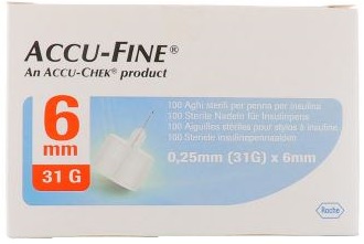 AGO PER PENNA DA INSULINA ACCU-FINE PEN NEEDLE ACCU-CHEK GAUGE 31 X 6MM 100 PEZZI - pharmaluna